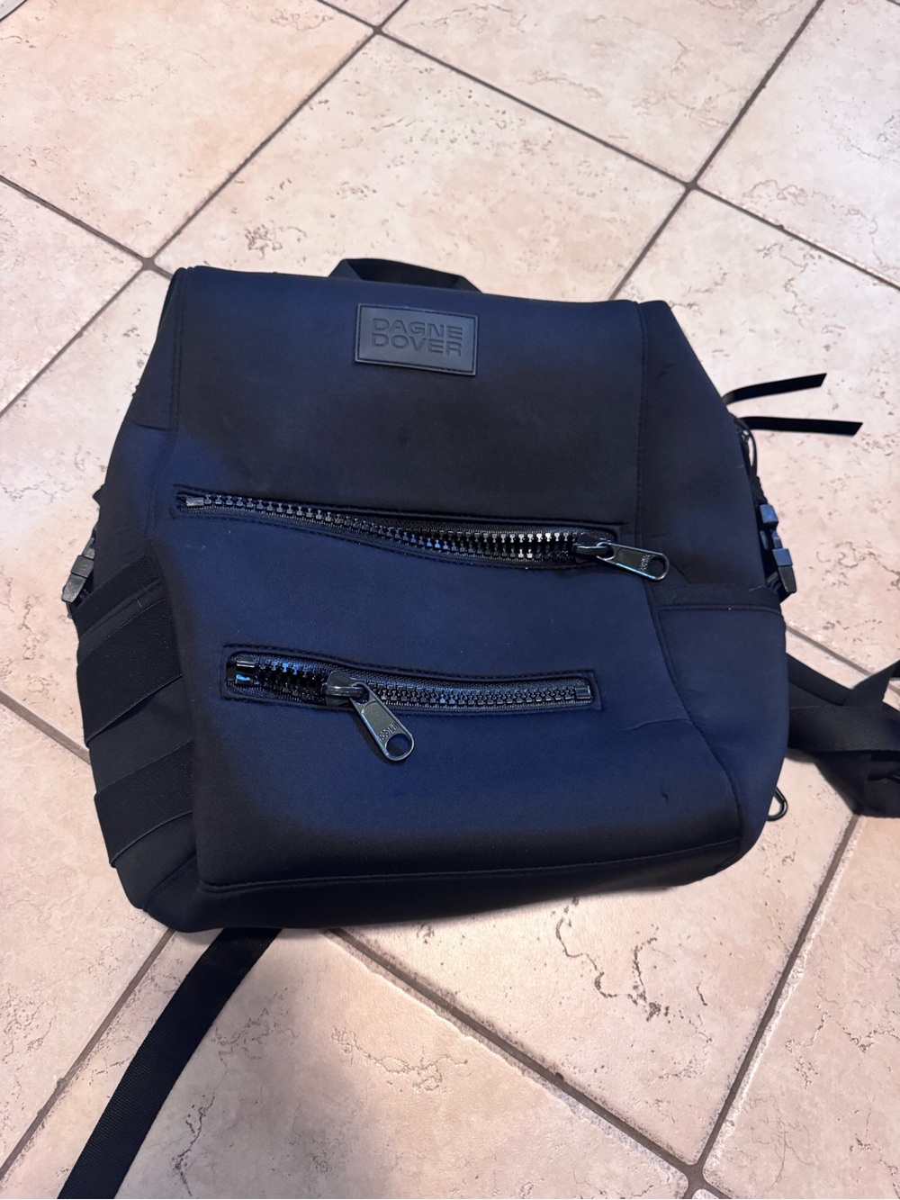 Dagne Dover black Backpack with Front Zipper Pockets
